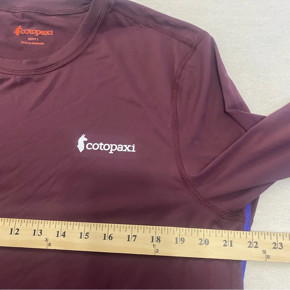 Cotopaxi Shirt Men's L Burgundy Fino Tech Tee Performance Casual Outdoor Hiking - Picture 11 of 13